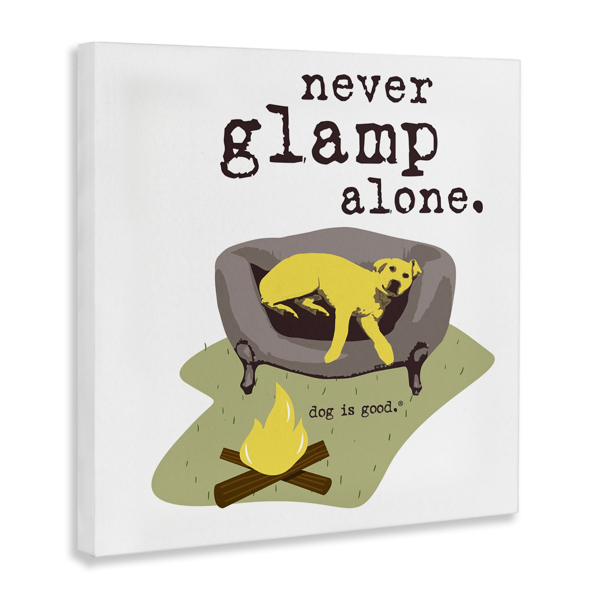 Stupell Industries Never Glamp Alone Dog Animals Painting Wrapped Canvas Art Print Wall Art, 24 x 24