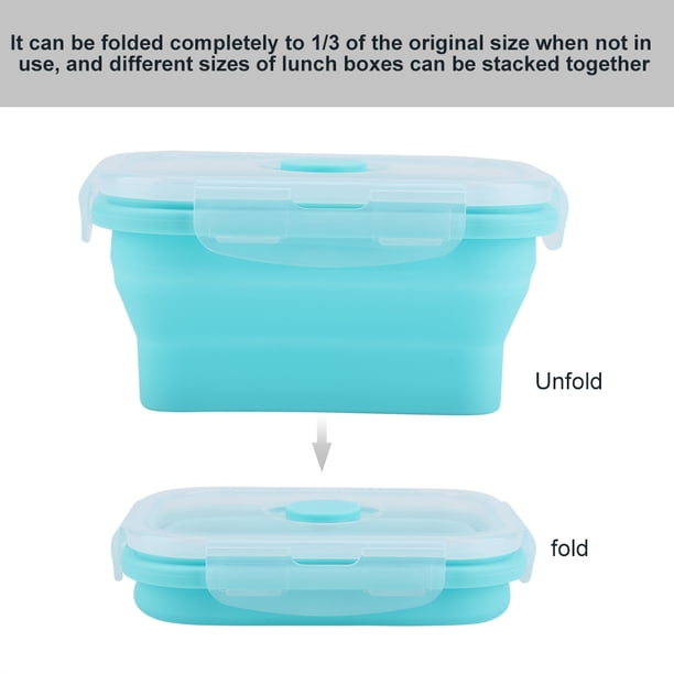 Caja de comida plegable, lonchera de silicona portátil, contenedor de alimentos de silicona, lonchera plegable, características mejoradas