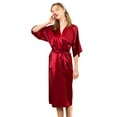 thumbnail image 1 of Women Casual Kimono Style Short Satin Robe Sleepwear with 3/4 Sleeve, 1 of 3