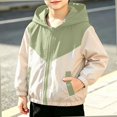 thumbnail image 2 of Afuyipoi Boys Lightweight Jacket (1-9) Color-Block Zippered Hooded Spring Fall Outerwear Green Size 3T, 2 of 7