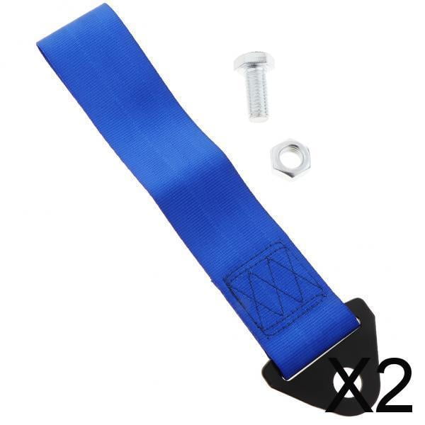 Juego de 2 correas de remolque para coche, gancho para parachoques delantero/trasero, color azul 2 piezas
