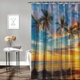 thumbnail image 2 of Orinice Beach Shower Curtain, Tropical Island with Palm Trees Shower Curtain for Bathroom Waterproof Fabric Sunrise Sunset Shower Curtain Set with Hooks,  69x72, 2 of 7