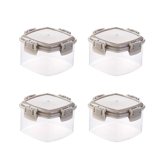 XIANXIAN - Caja de mermelada cuadrada de cuatro piezas, tarro de plástico para almuerzo, refrigerio, cocina, refrigerador, caja de cereales, tarro de almacenamiento hermético, caja de almacenamiento,