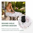 thumbnail image 4 of Round Outdoor Tablecloth with Umbrella Hole and Zipper, Pink Dreamy Botanical Tablecloth with Elastic Waterproof, Spring Floral Leaves Romantic Patio Table Covers for 31" - 35" Picnic Pool Tables, 4 of 9