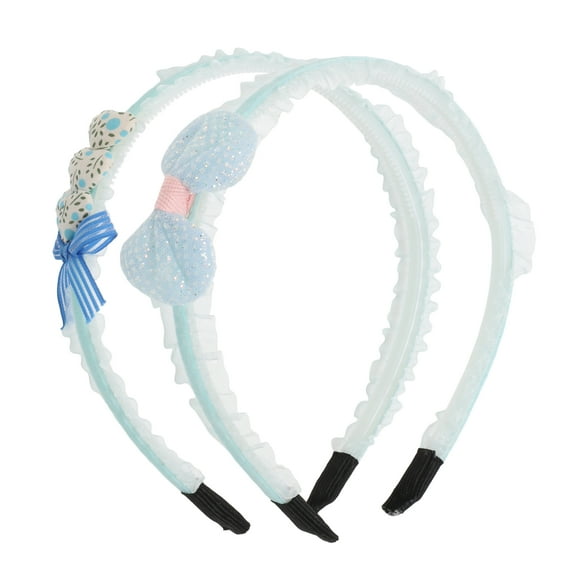 Unique Bargains 2 Pcs Elegant Mesh Headbands for Children Girls 5.51"x4.72"x0.28" Lake Blue 2 Pcs