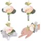 thumbnail image 1 of Juego de 4 ramilletes de flores para muñeca de 2 estilos, juego de ramilletes de flores para muñeca, juego de ramilletes de rosas y peonías artificiales, cinta de seda, pulsera de novia, ramilletes, 1 of 6