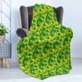 thumbnail image 4 of Tropical Soft Flannel Fleece Throw Blanket, Exotic Plants Illustration with Coconut Fruits Hanging on a Tree, Cozy Plush for Indoor and Outdoor Use, 50" x 70", Yellow Green and Caramel, by Ambesonne, 4 of 5