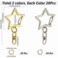 thumbnail image 2 of 1 Box 40Pcs 2 Colors Star Clasp Star Shaped Keychain Clip Bulk Alloy Gold Silver Hollow Metal Buckle Spring Hooks Snap Swivel Clips for Key Rings Lanyard Purse Bag DIY Crafts Accessories Colorful, 2 of 5