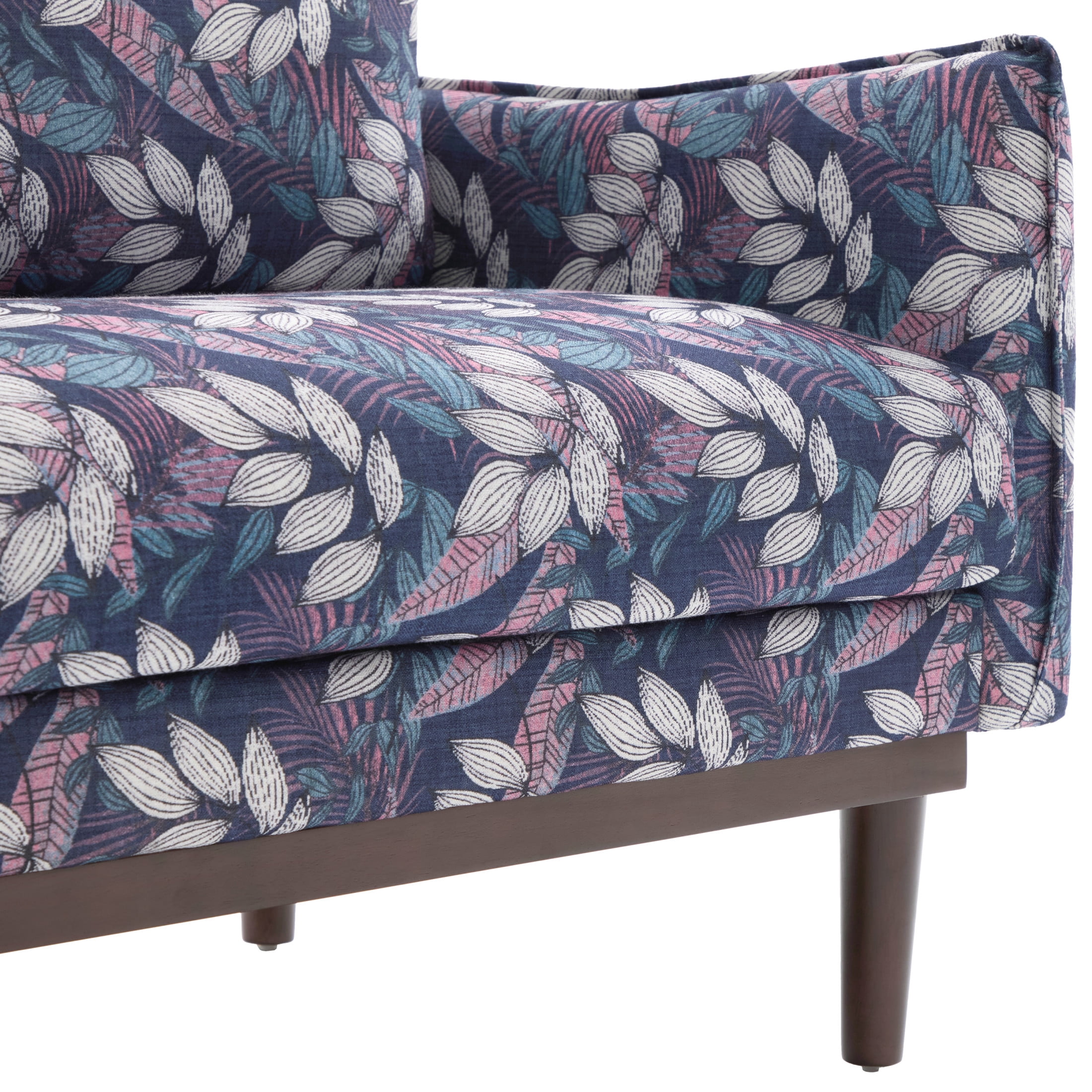 Christopher Knight Home Modern 75.75" Loveseat Sofa, Chenille Couch with Cushion and Wooden Legs, Blue Floral