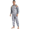 thumbnail image 3 of Alvivi Men's 2Pcs Sauna Suit Sweat Compression Jacket Top with Pants for Fitness Workout Sports Type A Silver S, 3 of 7