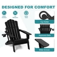 thumbnail image 3 of FOOWIN Adjustable Backrest Folding Adirondack Chair with Cup Holder, HDPE Weather Resistant Fire Pit Chair, Black, 3 of 8