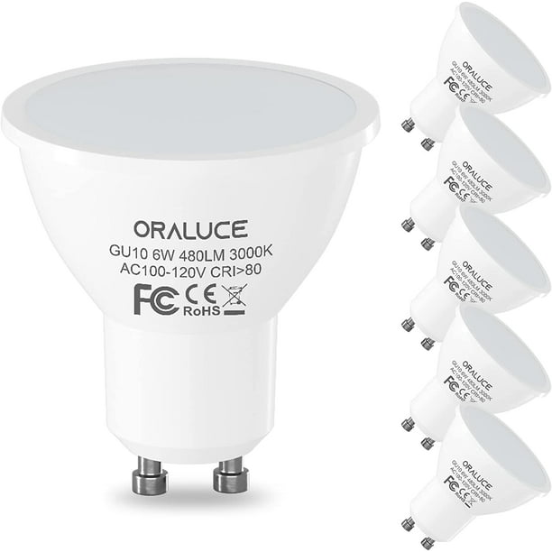 utilgivelig klon last GU10 LED Bulbs, 6 Watt Equivalent to 50W Halogen Light Bulb, Non-dimmable,  3000K Soft White,120 V, 480 Lm, 120° Flood Beam Angle, MR16 Shape for  Recessed, Track Lighting, Pack of 6 - Walmart.com