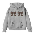 thumbnail image 1 of Aocisk Sweat à Capuche Court à Manches Longues et Col Rond Imprimé Nœud pour Filles Gris 8-10 Ans, 1 of 3