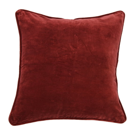 Creative Co-Op Square Velvet Pillow Cover with Piping, Burgundy
