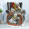 thumbnail image 4 of Dragon Soft Flannel Fleece Blanket, Traditional Chinese Creature Holding a Large Pearl Zodiac Signs Folk Tattoo Graphic, Cozy Plush for Indoor and Outdoor Use, 60" x 80", Multicolor, by Ambesonne, 4 of 5