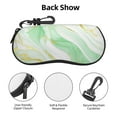 thumbnail image 3 of Honeii Green And Gold Abstract Marble Print Neoprene Glasses Case,Spacious for Sunglasses and Eyeglasses,Zipper Eyeglass Case With Belt Clip, 3 of 6
