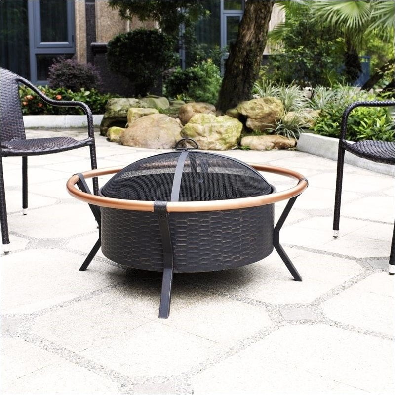 Pemberly Row Copper Ring Firepit in Black by Pemberly Row
