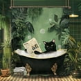 thumbnail image 3 of Funny Cat Bathroom Shower Curtain 66x72inch Animal Hilarious Vintage Tropical Plant Leaves Polyester Fabric 12 Plastic Hooks Waterproof Decor, 3 of 6