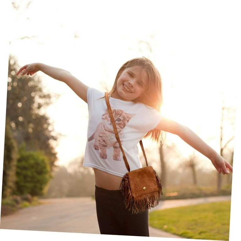 Children s Satchel Bag Little Girls Cross Body Shoulder Bag Suede Bag with Tassels Purse for Little Kids Toddlers