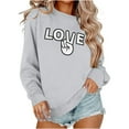 thumbnail image 2 of Valentines Sweatshirt Womens Cute Love Heart Graphic Print Pullover Casual O Neck Long Sleeve Holiday Tops, 2 of 5