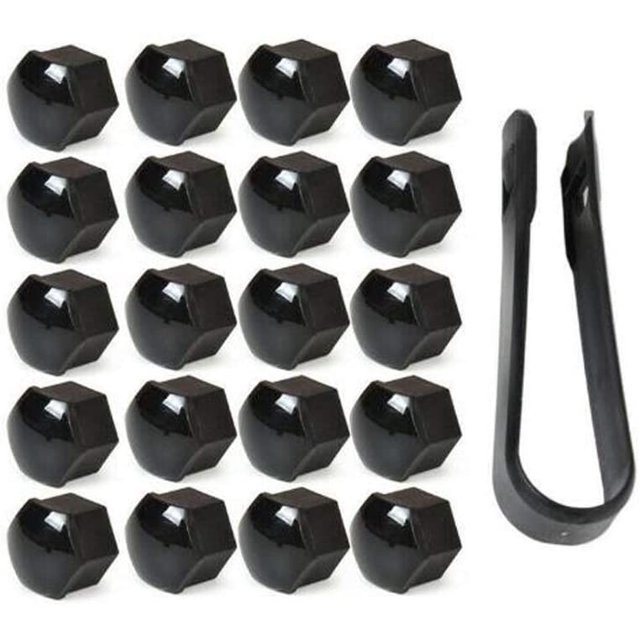 Juego de 20 tapas para tuercas de rueda de 17 mm con juego de herramientas de extracción negras, cubiertas universales para tuercas de neumáticos de coche Kuyhfg Bienvenido a Kuyhfg