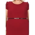thumbnail image 5 of Women's Elegant Plus Size Solid Pencil Work Dresses Short Sleeve Round Neck with Belt, 5 of 6