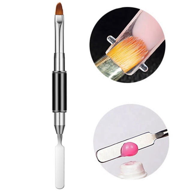 Brosse à Ongles Double Tête en Acier Inoxydable Outil de Peinture d'Ongles