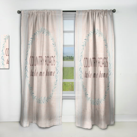 Designart 'Farmhouse Quote On Florals XX' Farmhouse Curtain Panel