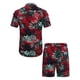 thumbnail image 3 of Txlixc Trajes de camisa hawaiana para hombre, camisa de manga corta con botones estampados a la moda + conjunto de pantalones cortos de playa Txlixc Casual, 3 of 4