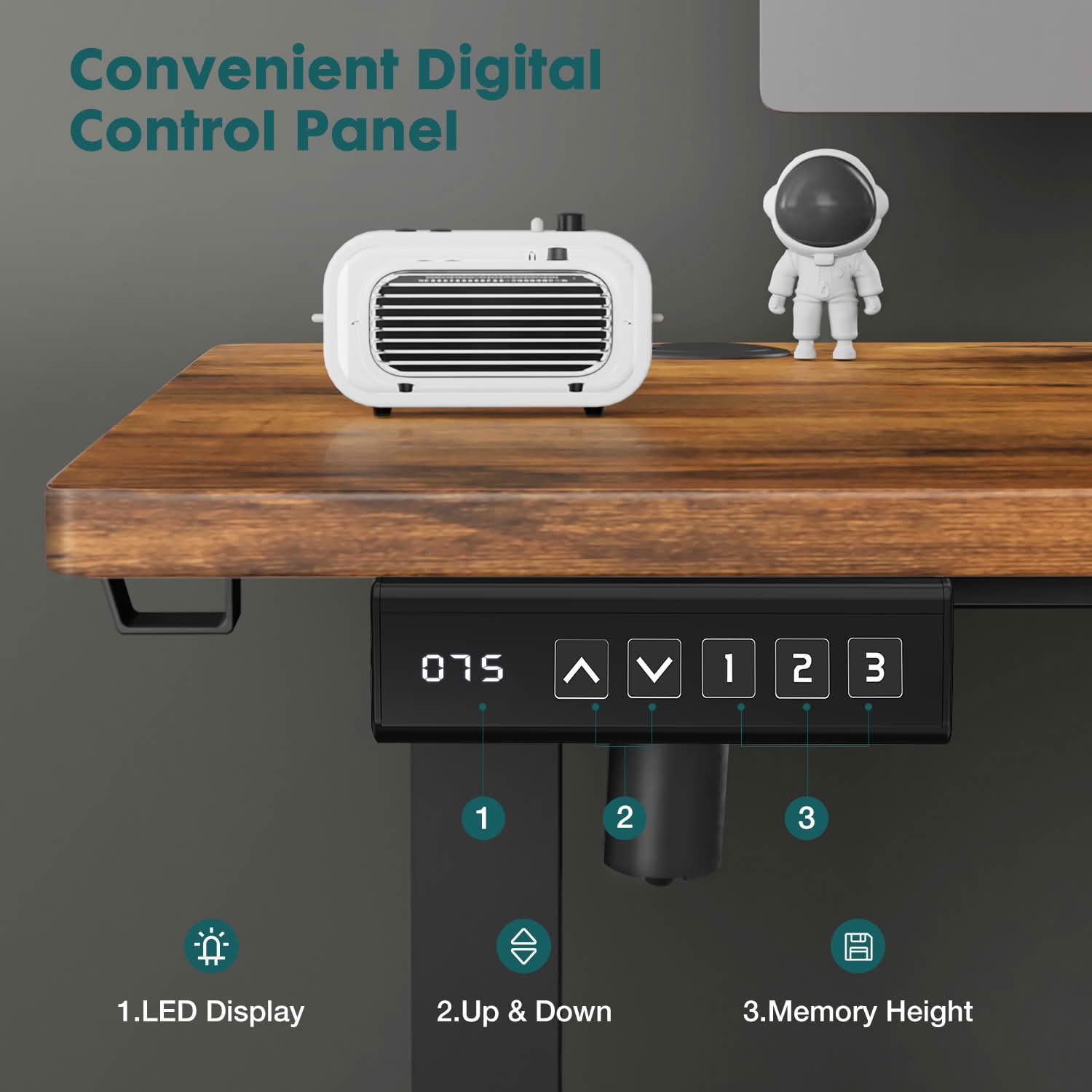 MAYEERTY 63x24 Electric Height Adjustable Standing Desk, Splice Board 2 Hooks Wire Hole, Home Office Computer Table, Rust