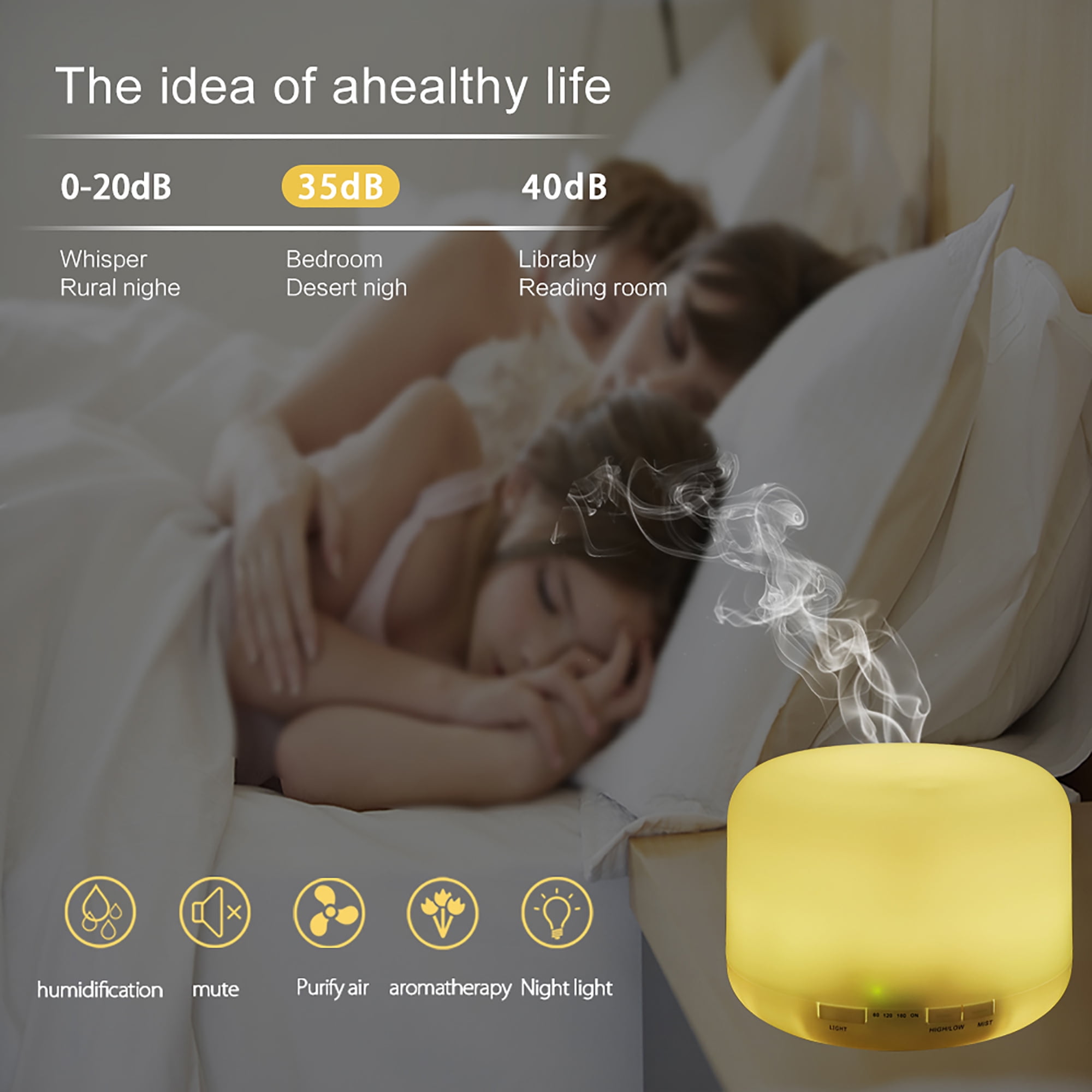 O2389YK 110V 500ML Color Cycling Aroma Diffuser with Black Controller US Plug