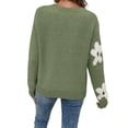 thumbnail image 3 of Yokua Women's Floral Pattern Round Neck Long Sleeve Casual Loose Knit Sweater, 3 of 9