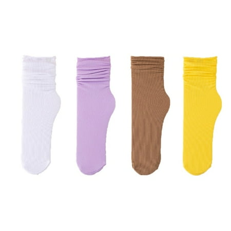 

Women Colorful Loose No Pilling Socks Knitting Rib Thin Spring Summer Female Socks High Tube Streetwear Soft Sock