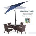 thumbnail image 5 of Outsunny 9' x 7' Solar Umbrella, Patio Umbrella with LED Lights, Blue, 5 of 9