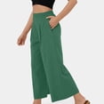 thumbnail image 4 of qolati Wide Leg Dress Pants for Women Casual Elastic High Waist Cropped Suit Pants Summer Loose Pleated Work Business Palazzo Trousers with Pockets, 4 of 7