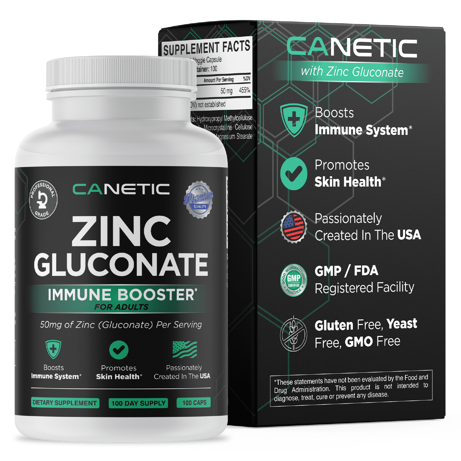 Zinc 50mg Supplement | 100 Day Supply Vegan Capsules Non ...