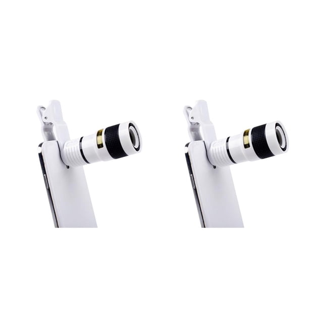 Seitruly Objetivos externos para cámara Universal portátil 8X óptico telescopio Cámara lente Clip teléfono móvil telescopio distancia Focal larga blanco 2piezas