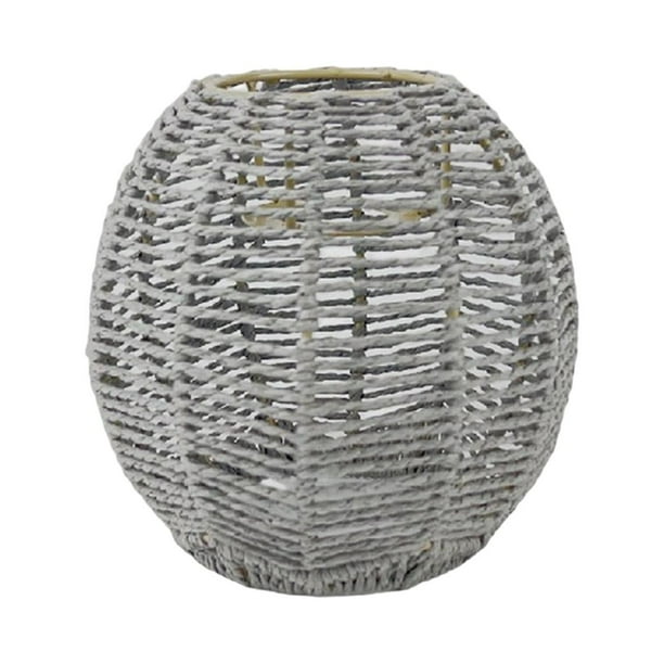 Pantalla de lámpara colgante, lámpara colgante, lámpara colgante, cubierta de araña tejida estilo bohemio Redondo Gris