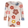 thumbnail image 5 of PuLe Women's Top Womens Tops 3/4 Sleeve Crewneck Cute Shirts Casual Print Trendy Tops Three Guarter Length T Shirt Summer Pullover, 5 of 5