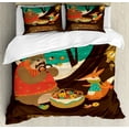 thumbnail image 1 of Forest Friends Duvet Cover Set King Size, Cartoon of Bear and Fox Celebrating Christmas in Cozy Tree Hollow Home, Decorative 3 Piece Bedding Set with 2 Pillow Shams, Multicolor, by Ambesonne, 1 of 3