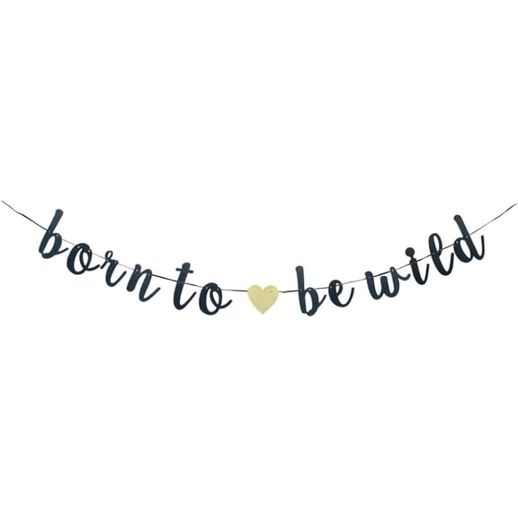 Born To Be Wild Banner, Black Paper Sign for Baby Shower Party, Baby's First Birthday Party Decors Supplies