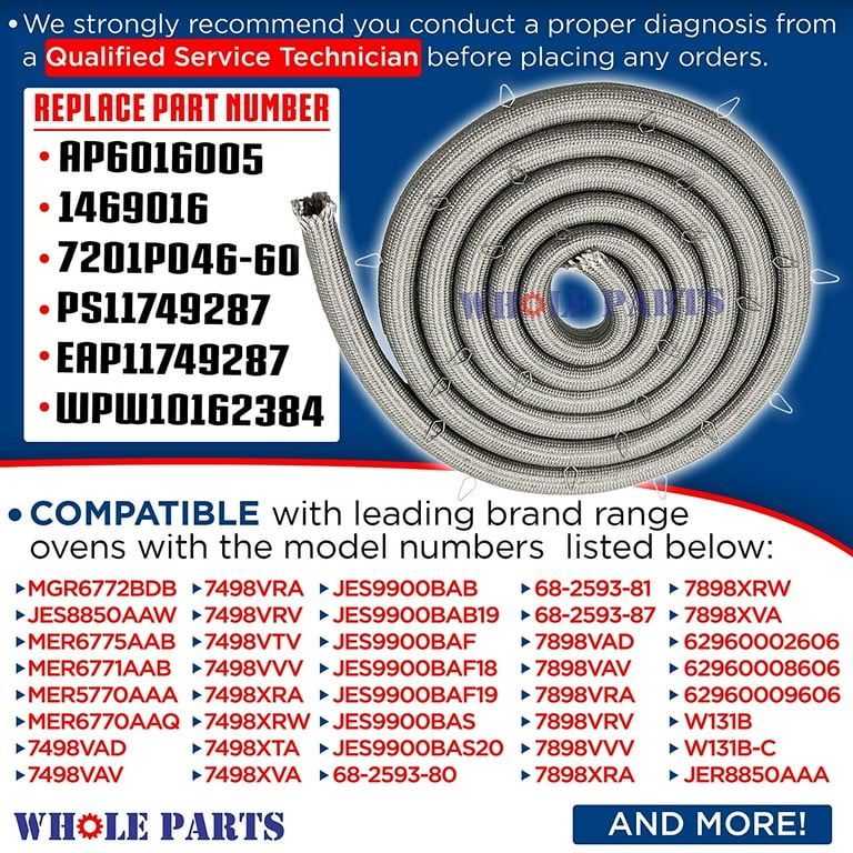 Whole Parts Range Oven Door Seal (Includes 25 Mounting Clips) Part  