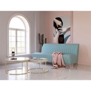 Divani Casa Mosko Modern Fabric & Stainless Steel Sofa in Light Green/Gold