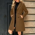 thumbnail image 5 of TGSLY Women's Wool Blend Coat Trendy Soft Notched Lapel Double Breasted Button Outerwear Loose Casual Long Sleeve Winter Mid Length Jacket M, 5 of 9