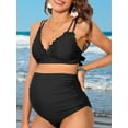 thumbnail image 3 of Sociala Women's Double Straps Maternity Bikini Set Two Piece Scalloped Bathing Suit Swimsuit, 3 of 7