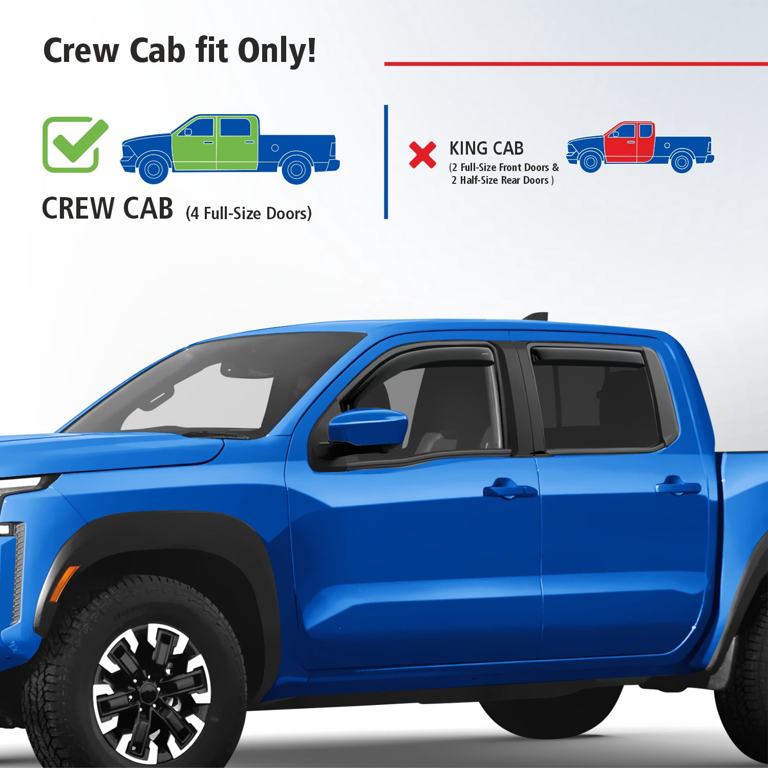 Goodyear Shatterproof in-Channel Window Deflectors for Nissan Frontier 2022-2025 Crew Cab, Rain Guards, Window Visors for Cars, Vent Deflector, Car Accessories, 4 pcs - GY007865