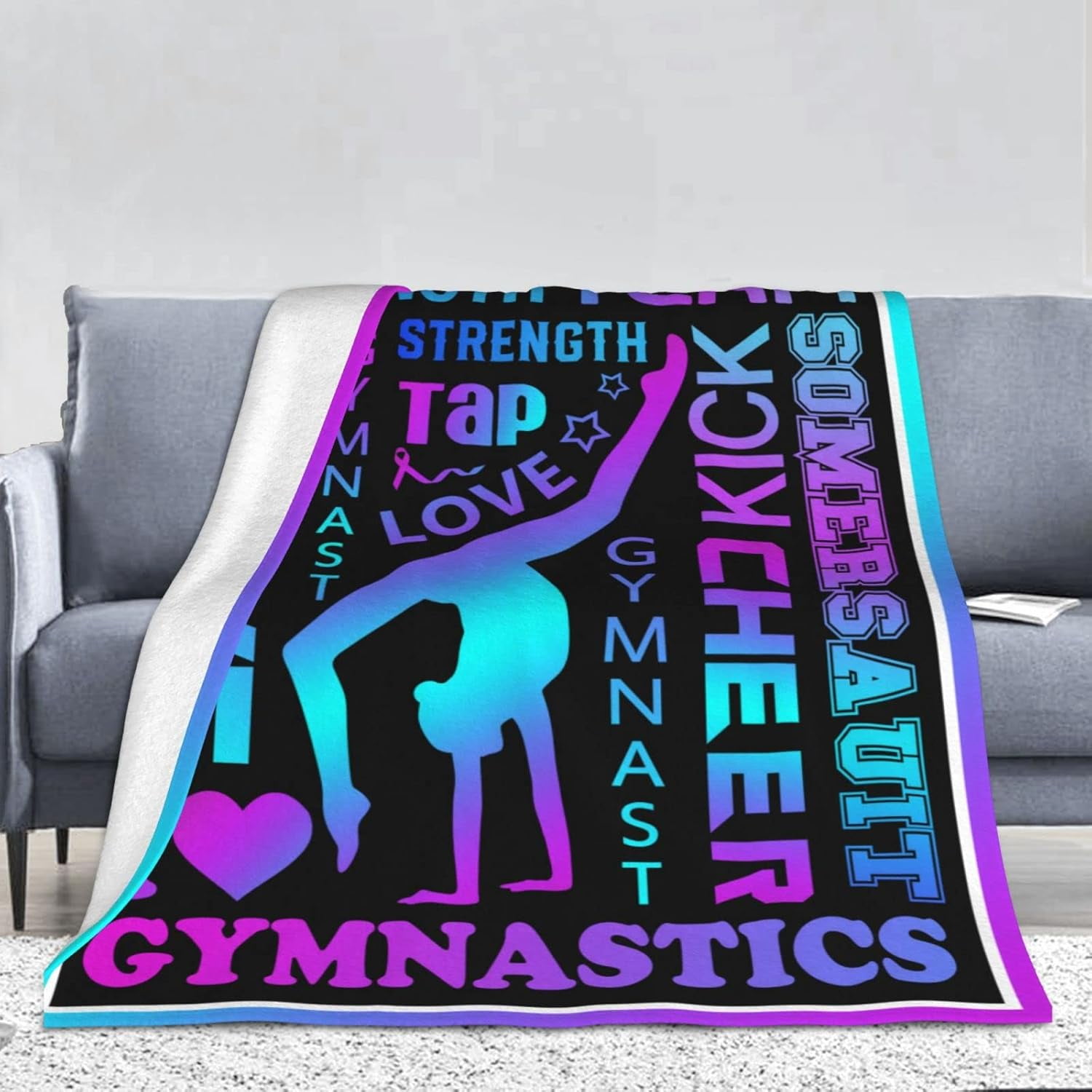 Gymnastics Blanket Loves Gymnastics Kids Fleece Throw Blanket Gymnastics Birthday Party Gift for Teens Kids Daughter Granddaughter Ultra Soft Sofa Bed Blanket Travel Blanket Luxurious Blanket 40"X30"