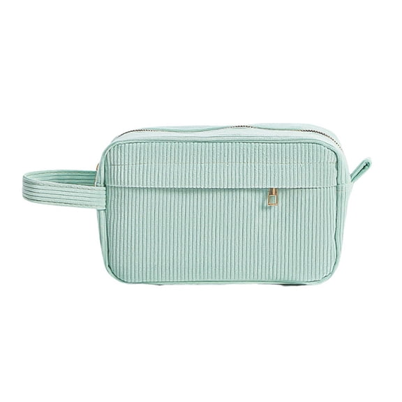 Twfbrm Large Capacity Pencil Case, Textured Corduroy Pencil Pouch with 3 Compartment, Aesthetic Design Stationery Organizer Portable Travel Cosmetic Storage Bag Office Supplies, Green
