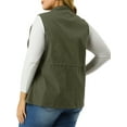 thumbnail image 3 of Unique Bargains Women's Plus Cargo Drawstring Waist Sleeveless Jacket, 3 of 7