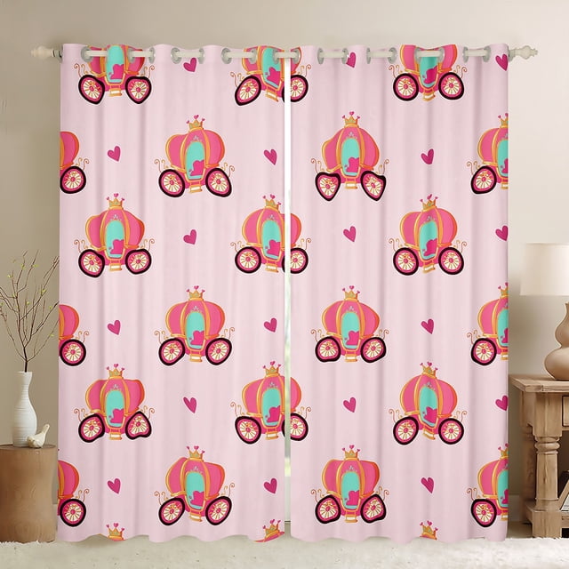 Erosebridal Rideaux et Draperies de Princesse Citrouille (38x45), Imprimé Cœur d'Amour Rouge Rideaux Occultants 30 %-50 % pour Chambre, Rose
